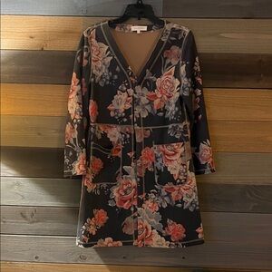 Solitaire Black Floral Long Sleeve Dress